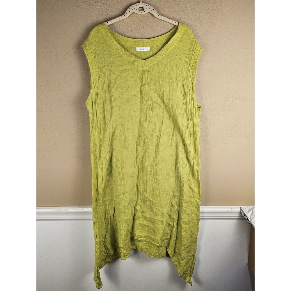 Bryn Walker Womens Lime Green Asymmetrical Gauze Tank Dress XL